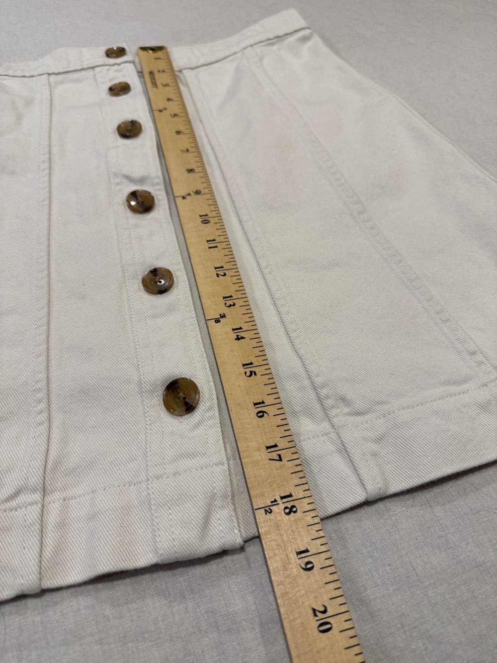 Banana Republic Off White denim Button-Front A-Line Skirt size 10 - Picture 4 of 10